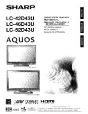 Sharp Aquos LC-52Dl43U Operation Manual