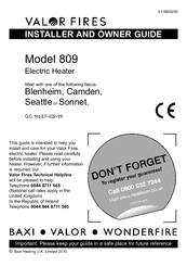 Valor Fires 809 Installer And Owner Manual