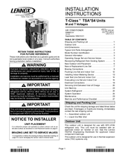 Lennox T?Class TSA*S4 Units Installation Instructions Manual