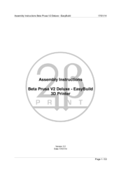 2Print Beta Beta Prusa V2 Deluxe Assembly Instructions Manual