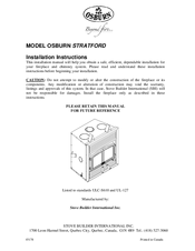 Osburn STRATFORD Installation Instructions Manual