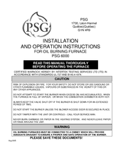 PSG 6000 Installation And Operation Instructions Manual