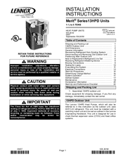 Lennox Merit Series13HPD Units Installation Instructions Manual