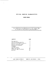 Spica SERVO Owner's Manual