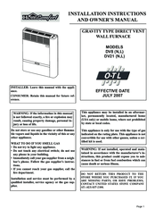 HomComfort DV8N Installation Instructions And Owner's Manual