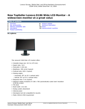 Lenovo ThinkVision D186 Specifications