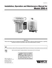 Watts ZRO-4 Operation Manual