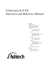 ashtech Z-FX Operation And Reference Manual