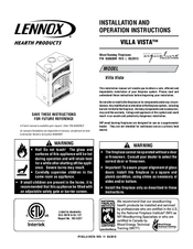 Lennox VILLA VISTA 850028M Installation And Operation Instructions Manual
