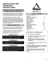 Firegear ADVANTAGE SERIES Installation And Operation Instructions Manual