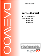 Daewoo KOR-1A0A0A Service Manual