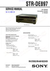 Sony STR-DE897 Service Manual