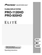Pioneer PureVision ElitePRO-920HD Operating Instructions Manual
