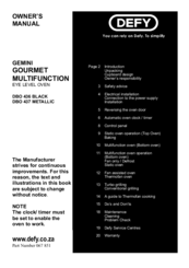 Defy DBO 437 Owner's Manual