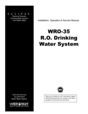 Water Right ECLIPSE WRO-35 Installation, Operation & Service Manual