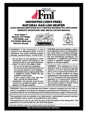 FMI Heat Majic FVF24NW Owner's Manual