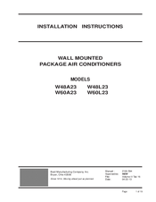 Bard W60L23 Installation Instructions Manual