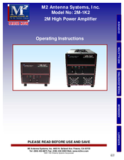 M2 Antenna Systems 2M-1K2 Operating Instructions Manual