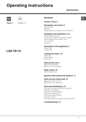 Hotpoint LSB 7B116 Operating Instructions Manual