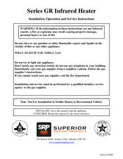 Superior GR-30 Operating And Service Instructions
