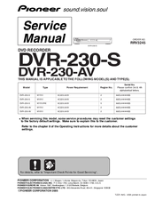 Pioneer DVR-230-AV Service Manual