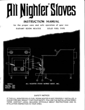 All Nighter Stoves 16504 Instruction Manual