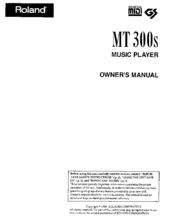 Roland MT 300s Owner's Manual