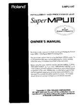 Roland Super MPUII Owner's Manual