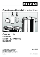 Miele KM 5801 Operating And Installation Instructions