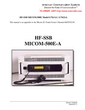 Motorola HF-SSB MICOM-500E-A G762AA Owner's Manual