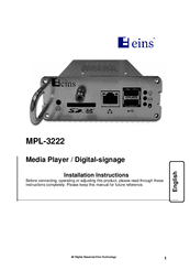 Eins MPL-3222 Installation Instructions Manual