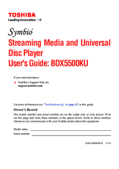 Toshiba BDX5500KU Symbio User Manual