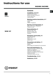 Indesit WIXXE 127 Instructions For Use Manual