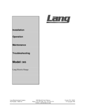 Lang 36S-7 Installation, Operation, Maintenance And Troubleshooting Manual