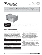 Greenheck MiniVent Installation, Operation And Maintenance Manual