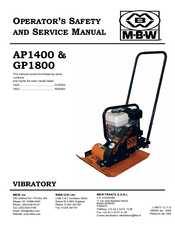 MBW GP1800 Operator's Safety And Service Manual