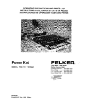 Felker TKM-123 Operating Instructions And Parts List Manual