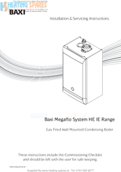 Baxi Megaflo System I8 HE IE Installation & Servicing Instructions Manual
