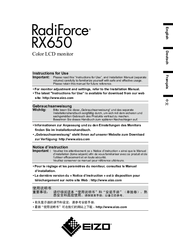 Eizo RadioForce RX650 Instructions For Use Manual