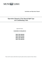 MUND CLIMA MUCH-20-H4 Operation Manual