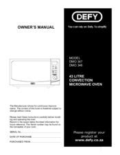 DEFY DMO 347 Owner's Manual