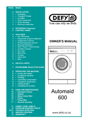 Defy Automaid 600 Owner's Manual