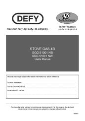 DEFY SGG 51001 NB User Manual