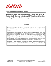 Avaya AudioCodes MP-118 Configuring