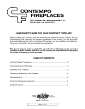 Contempo Fireplaces PFM42 Homeowner's Manual