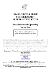 Heat Design SR6SE Installation And Operating Instructions Manual