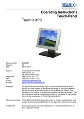 Christ Touch-it XPC Operating Instructions Manual