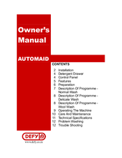 Defy AUTOMAID Owner's Manual