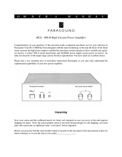 Parasound HCA-800 II Owner's Manual
