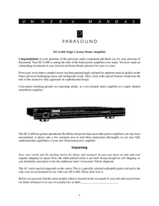 Parasound HCA-600 Owner's Manual